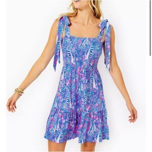 Lilly Pulitzer Girls Geanna Swing Dress Sleeve Less Squair Neck Size 8-10 Large